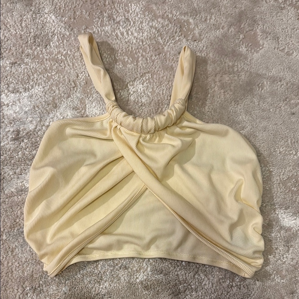 Cider Cream Sleeveless Ruched Crop Top